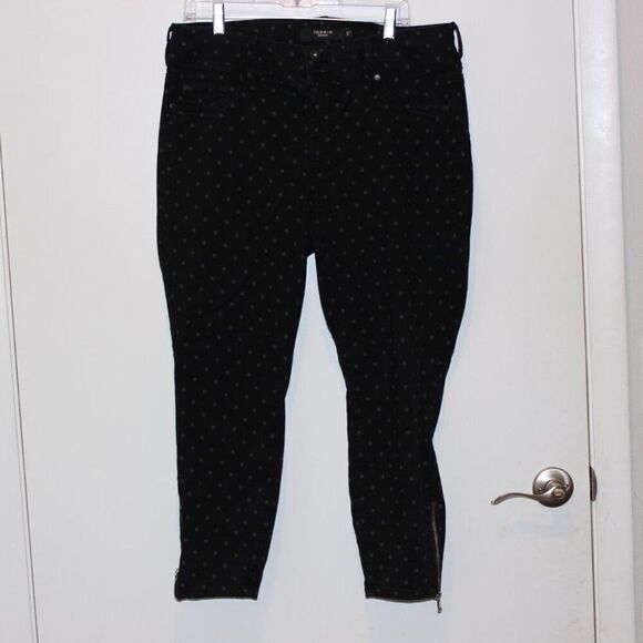 Torrid Black & Gray Polka Dots Mid Rise Zipper Leg Denim Jeans Women's Size 16R - Picture 2 of 15